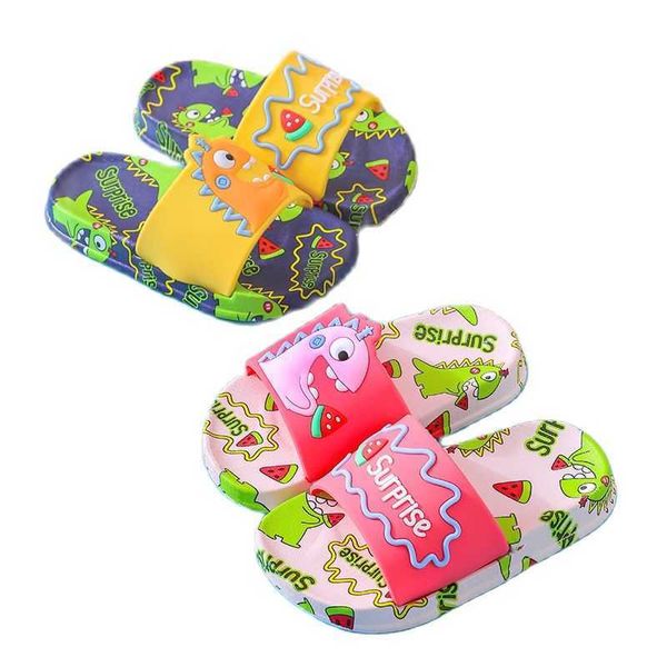 

slipper children' slipper for boy girl beach flip flops funny shoes slippers kids cute summer shoes dinosaur sandals t230104, Black;grey