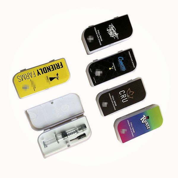 

transparent 1ml empty packaging bottles luer lock glass jungle boys runtz syringes with packaging box for vape cartridges