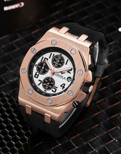

wristwatches onola watch men fashion business luxuri brand waterproof sports watches leisure quartz 230103, Slivery;brown