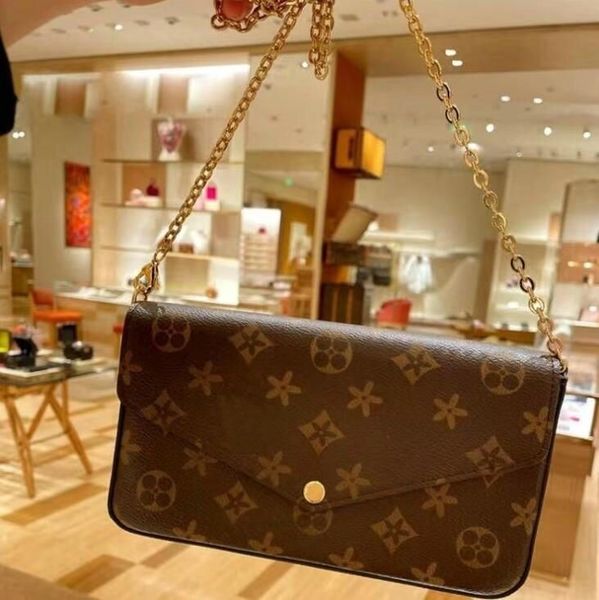 

designers pochette 3 pcs wallets women embossing leather handbags luxurys womens messenger chain shoulder bag clutch crossbody purse with bo