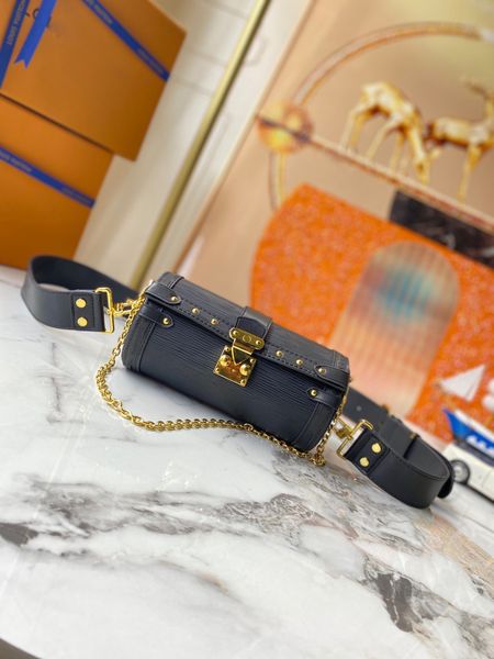 

designer bag brand luxury handbag women classic metal buckle crossbody single shoulder bag cylindrical leather fashion purse barrel-shaped