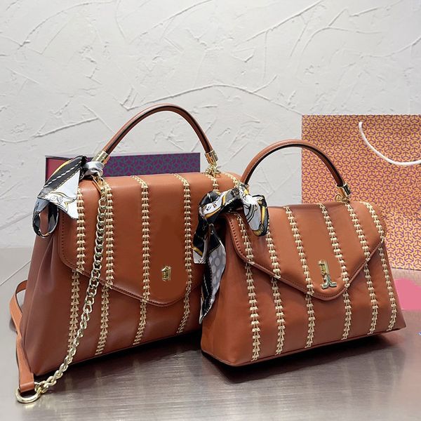 

chains crossbody bag women shoulder bags flap handbag purse embroidery pattern genuine leather detachable strap thread lady messenger wallet