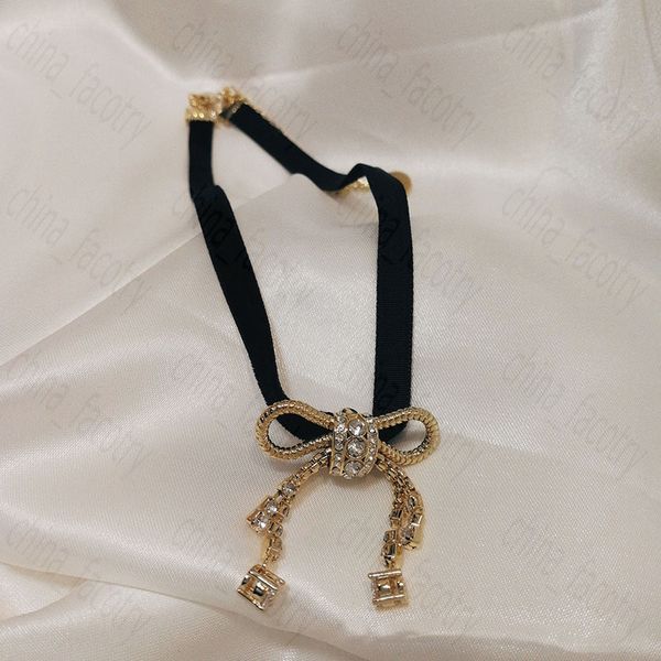 

new fashion velvet necklaces bowknot diamond necklace neck chain clavicle chains, Silver
