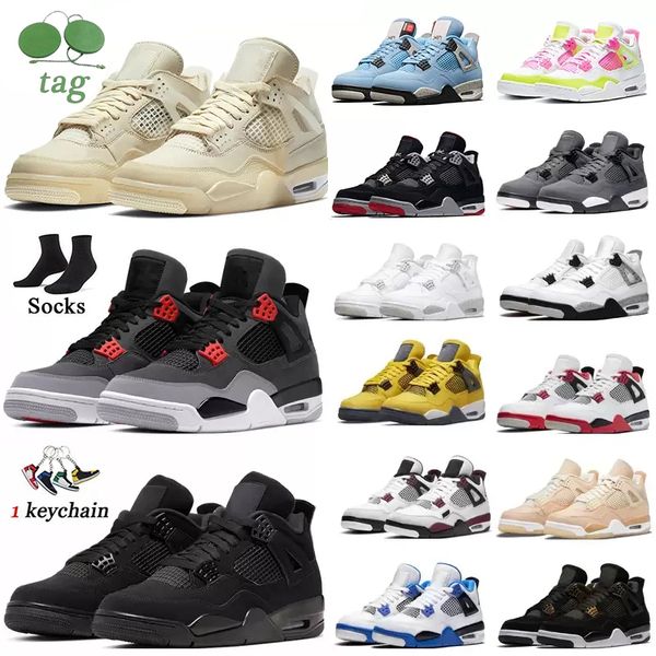 

4 basketball shoes for men women 4s military black cat sail red thunder white oreo cactus jack blue university infrared cool grey mens sport