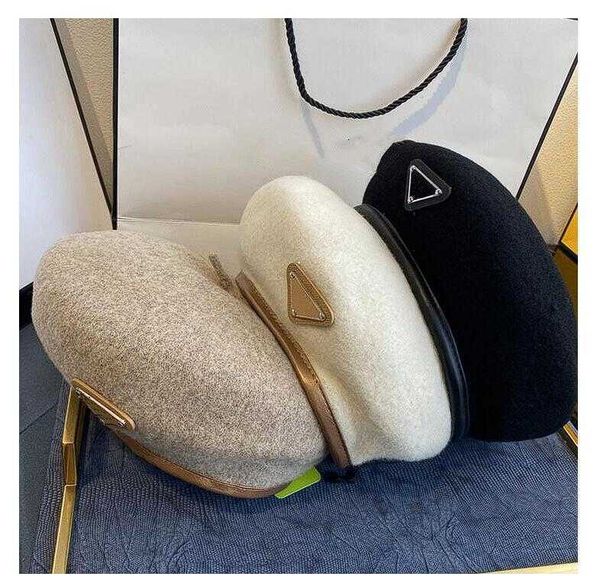 

letter designer beret womens cashmere hat beret cap lady outdoor travel warm winter windproof vacation bonnet caps, Blue;gray