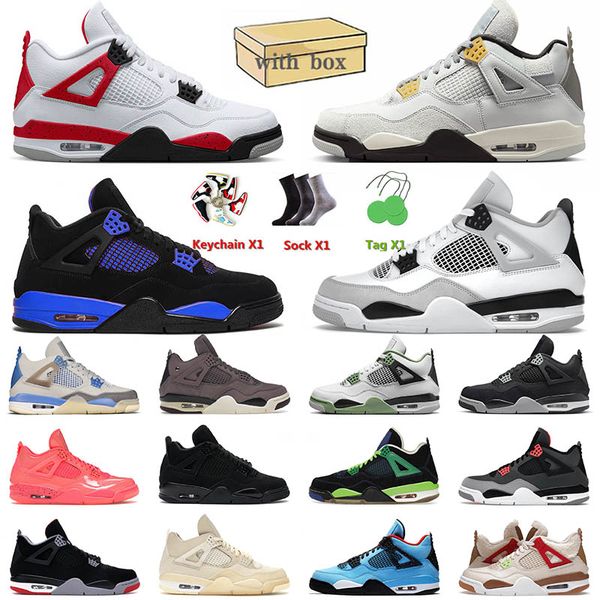

air jorden 4 iv men basketball shoes jumpman 4s pn dust j4 blue thunder jorda military black cat red cement mens women trainers sneakers 36-