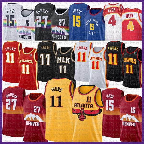 

mens basketball jersey 27 15 trae young spud webb atlanta''hawks''men denver''nuggets''men 11 4 niko, Black;red