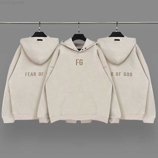 

fg essential men's and women's hoodies casual wear loose plush hip hop style couple autumn and winter new series 2023, Black