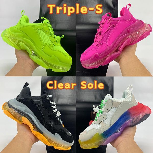 

balencigas balencaigaity 2021 fashion triple-s clear sole men casual shoes black white red neon green fluo metallic silver dust pfk