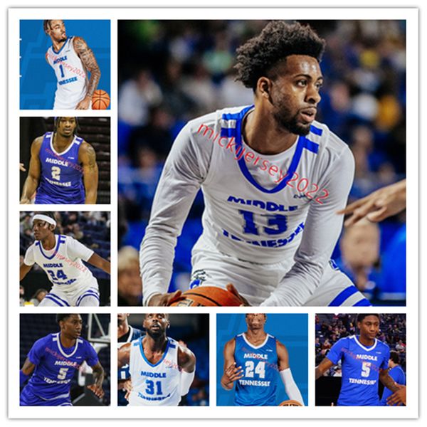 

college basketball wears mtsu basketball jersey custom stitched mens youth 20 isiah lightsy 24 camryn weston 55 jack jubenville 31 jared col, Black