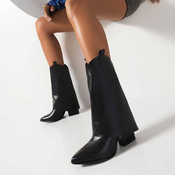 

boots high heels ladies calfskin elegant stylish luxury mid- platform dress chelsea winter botas mujer 221215, Black
