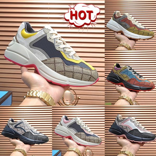 

designer mens casual shoes love parade chunky rhyton reflective leather printed sneaker navy white beige pink red khaki canvas mouse luxury, Black