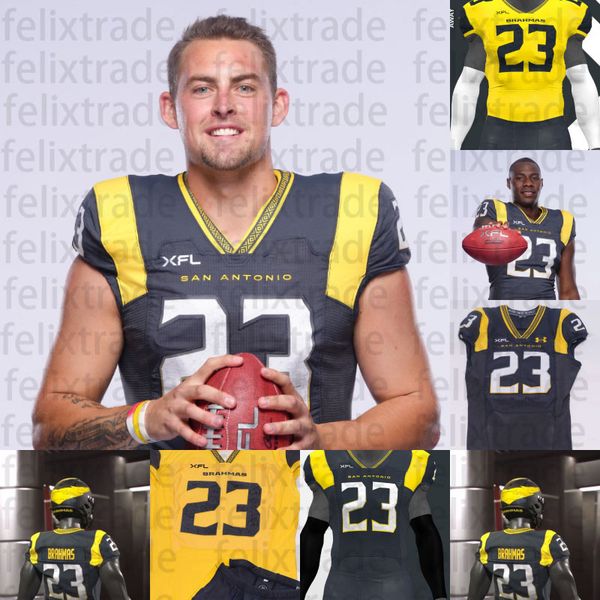 

football jerseys 2023 san antonio brahmas xfl football jerseys reid sinnett dylan parham terry wright deandre goolsby kalen ballage jacques, Black;red