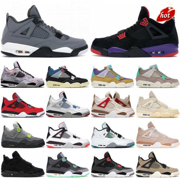 

2023 jumpman og 2022 new sail 4 4s mens basketball shoes sneakers black cat red thunder shimme neon green metallic taupe haze desert moss wh