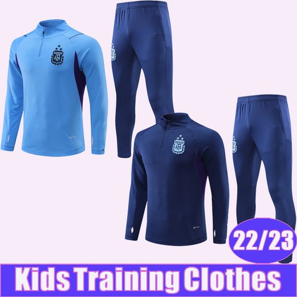 

22 23 argentina higuain training wear soccer jerseys kids kit suit national team dybala .martinez de paul half zip tracksuit football shirt, Black;yellow