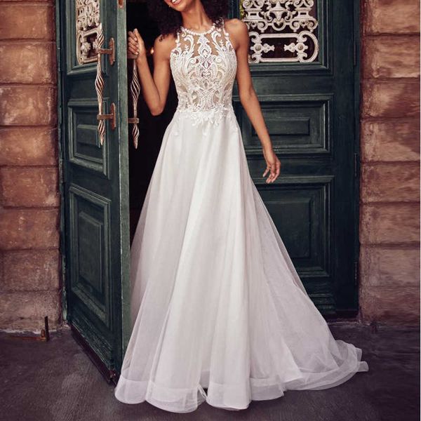 

party dresses runway new women's lace sleeveless neck hanging wedding bridesmaid 220104, White;black