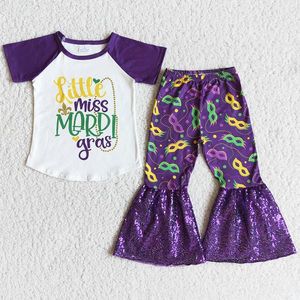 

toddler baby girl clothes sequins bell pants set mardi gras fashion kids clothes girls boutique outfits cute children outfit new, White