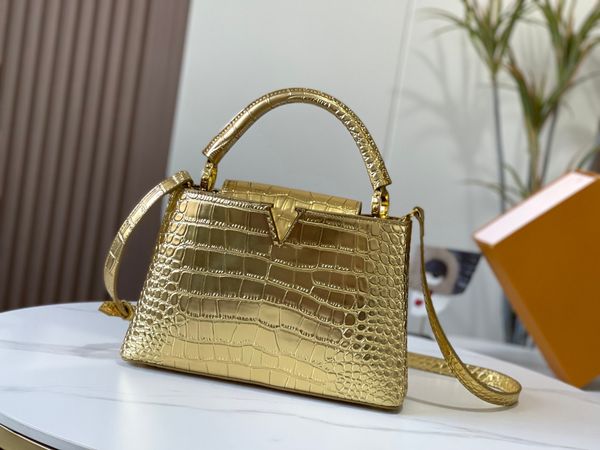 

fashion gold shoulder bag luxury bags designer totes silver crossbody bag crocodile print tote bright leather 2023 winter
