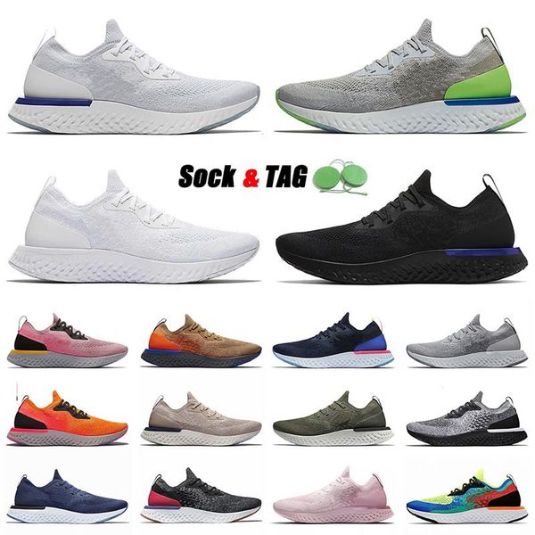 

jogging running shoes mens womens epic react fly knit triple white fusion racer blue sprite pink plum dust copper flash olive sports sneaker