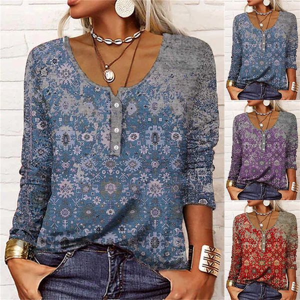 

women's t-shirt oversize print t-shirt women's autumn winter casual loose size u neck pullover y2k abstract long sleeve female ret, White