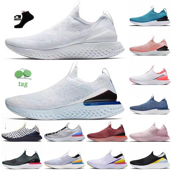 

2023 quality epic react mens womens fly knit v2 jogging running shoes all white plum blue green burgundy lake blue light grey purple yellow