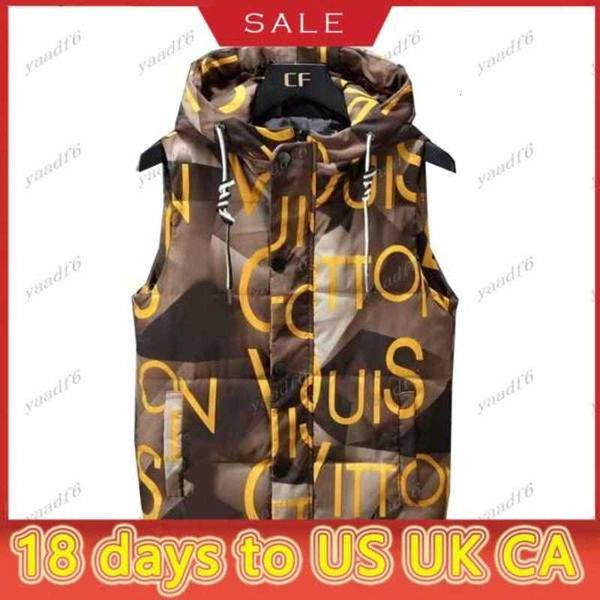 

2022 new men's vest outdoor leisure sports loose and comfortable full printed letters ff thick hooded sleeveless cotton jacket for wome, Black;white