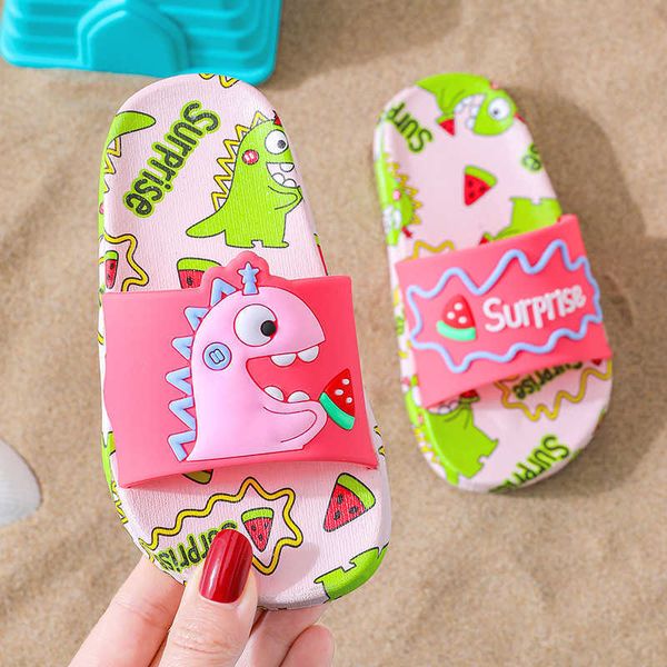 

slipper children' slipper for boy girl beach flip flops funny shoes slippers kids cute summer shoes dinosaur sandals t230302, Black;grey