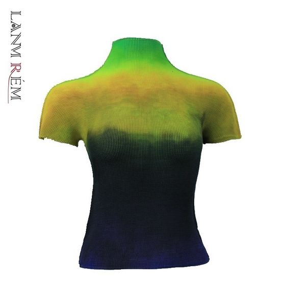 

women s t shirt lanmrem 2023 summer all match t shirt for famale thin style elastic fabric short sleeve causal yj780 230103, White