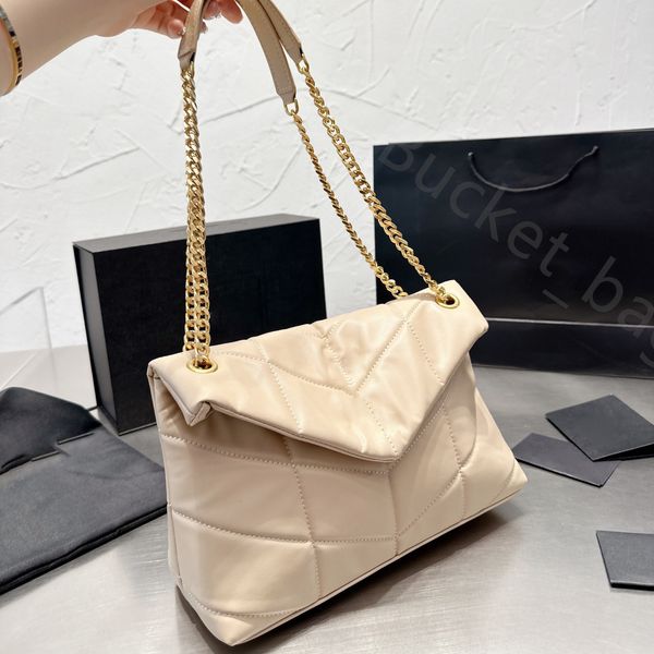 

designer loulou shoulder bags puffer envelope handbags chain bag in quilted lambskin crossbody bag magnetic snap closure wallet 27x17cm