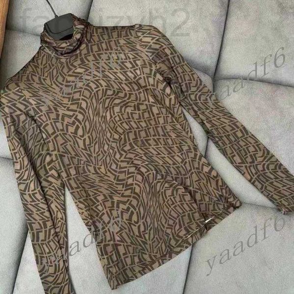 

2023 designer fashion women's t-shirt t-shirts long sleeve womens high-end luxury stretch body f letter print zipper presbytery chic, White