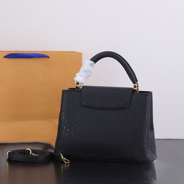 

leather ostrich print women crossbody bag fashion one shoulder bag luxury bags brand designer handbag tote winter 2023 totes luxurys handbag