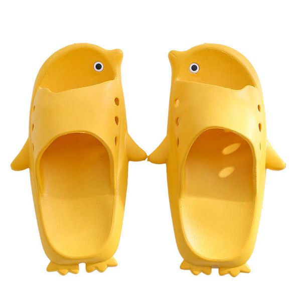 

slipper children kids girls boys home slippers cartoon cute penguin shape floor family shoes beach sandals teenager bathroom slippers t23010, Black;grey