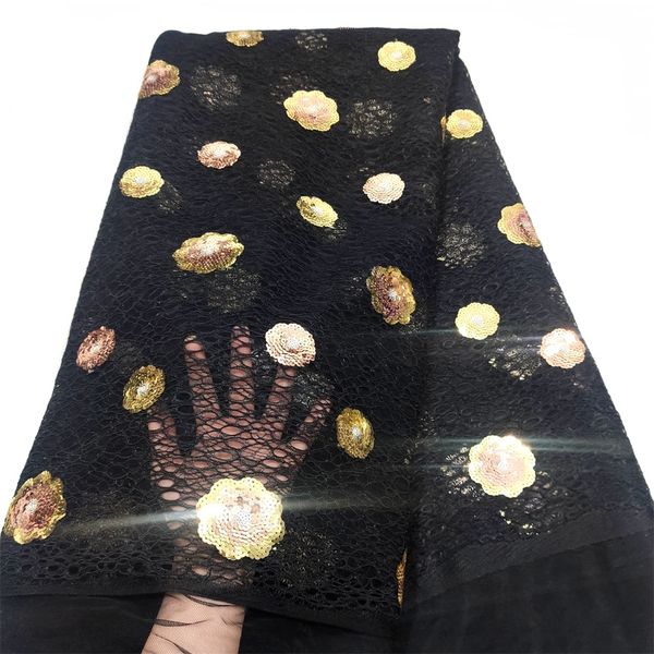 

black nigerian lace fabric with glitter 2023 latest french material african swiss sequins laces fabrics for dresses, Black;white