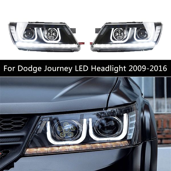 

car headlights assembly dynamic streamer turn signal light for dodge journey led headlight drl daytime running lights front lamp