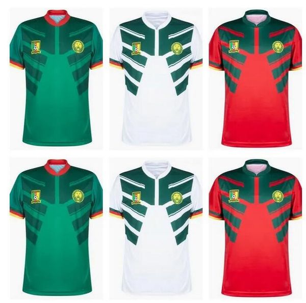 

2223 cameroon nations team aboubakar mens soccer jerseys choupo-moting bahoken bassogog ganago ekambi home away 3rd red football shirts, Black;yellow