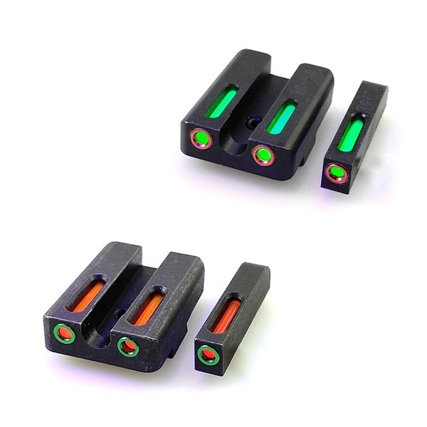 

red green fiber optic front scopes with combat rear sight focus-lock for glock pistols 9mm/.357 sig .40/45