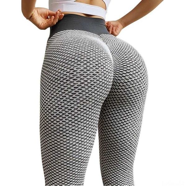 

2022 new grid tights yoga pants women seamless high waist leggings breathable gym fitness push up clothing woman pant, Black