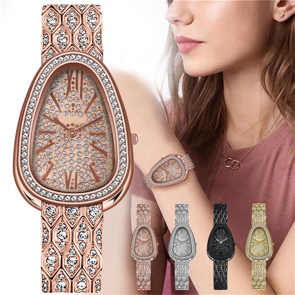 

women s watches snake bracelet watch women rose gold steel ladies luxury wristwatches fashion gift clock female relogio feminino 230103, Slivery;golden