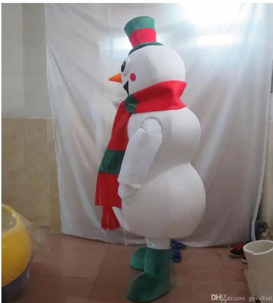 

2023 here is link esp foe you the head happy snowman mascot costume, Red;yellow