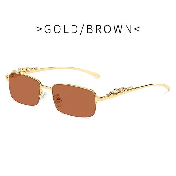 

designer sunglasses eyeglasses frames temples with panther heads metal frameless full rim semi rimless rectangular shape for men woman eyewe, White;black