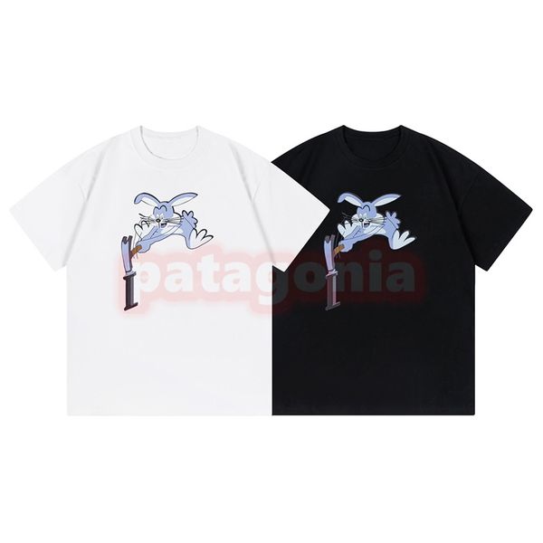 

high fashion mens round neck t shirt designer womens digital rabbit print tees couples short sleeve size xs, White;black