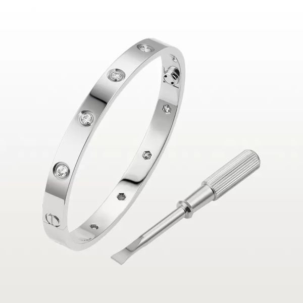 

bracelets designers love screw bracelet bangle 10 diamond charm jewelry men&women titanium steel gold-plated never fade not allergic gold/si, White