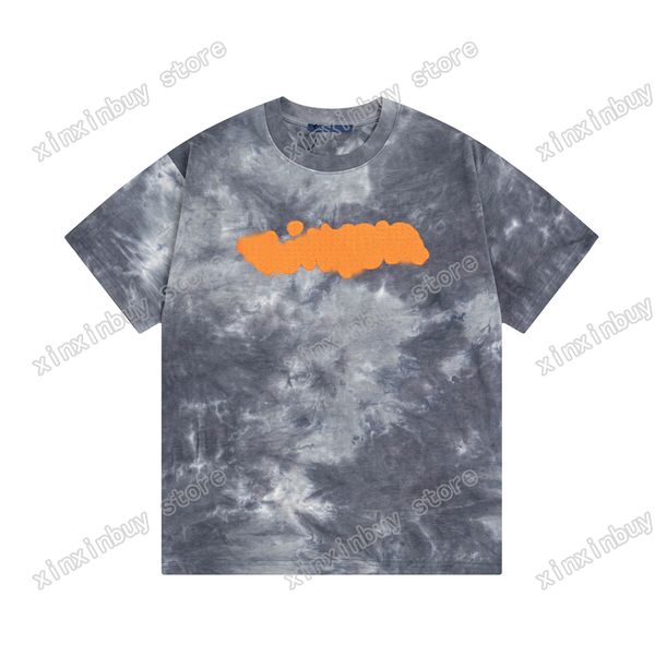 

xinxinbuy men designer tee t shirt paris tie dye shirts letters embroidery jacquard short sleeve cotton women white black gray xs-l, Black;brown