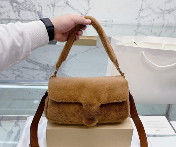 

women's wedding date designer shoulder bag fashion rabbit hair crossbody bags candy color buckle handbag