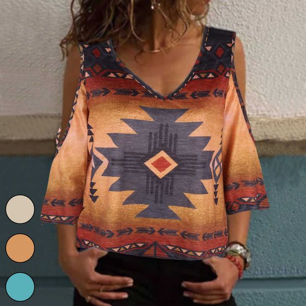 

women's t-shirt 2022 summer autumn women retro casual graphic print loose v neck t-shirt loose off shoulder pullover female new design, White