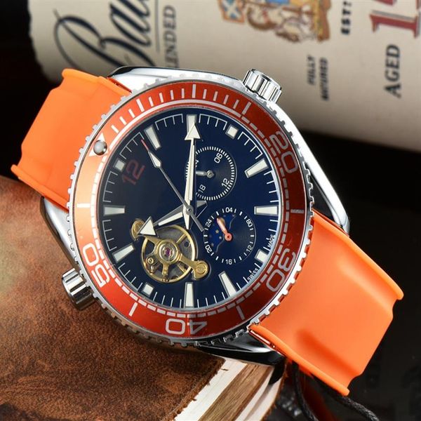 

2021 luxury mens watches five-needle working series large flywheel automatic mechanical watch fashion moon phase 248z, Slivery;brown