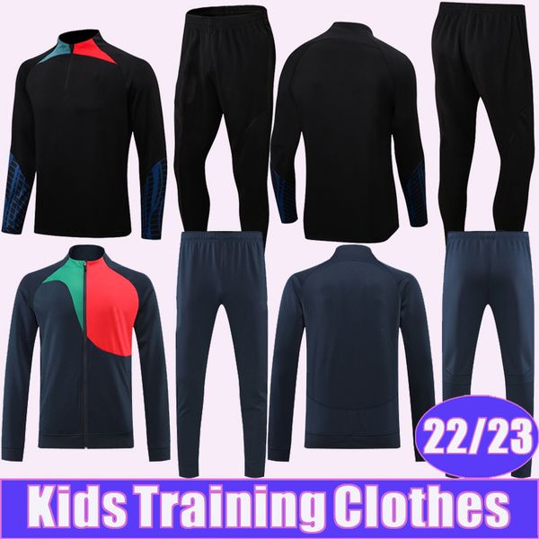 

2022 joao pepe training wear kit kids suit soccer jerseys national team bruno bernardo ruben neves child half zip tracksuit football shirts, Black