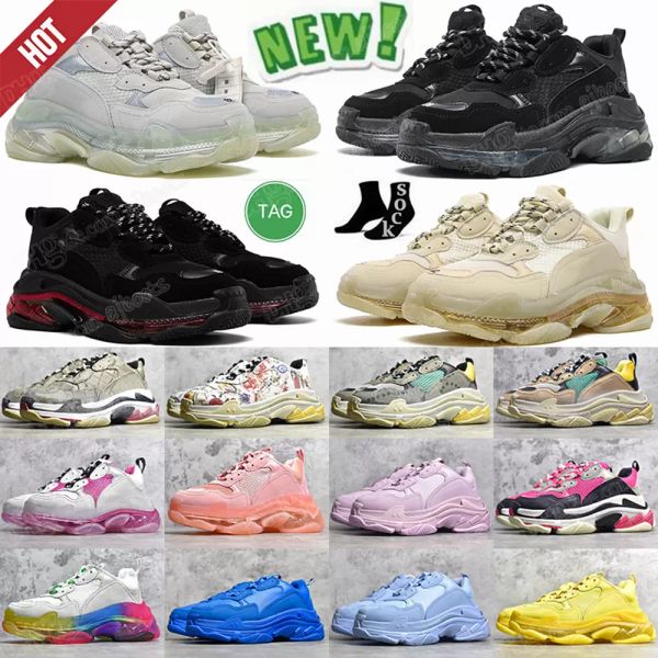 

balencigas balencaigaity designer casual shoes paris 17fw triple s sneakers men women crystal bottom vintage platform tripler s adg