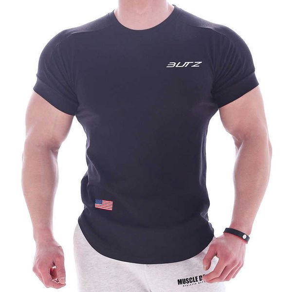 

men's t-shirts men tshirt patchwork curved hem quick dry shirt gym fitness workout bodybuilding muscle t shirts t230103, White;black