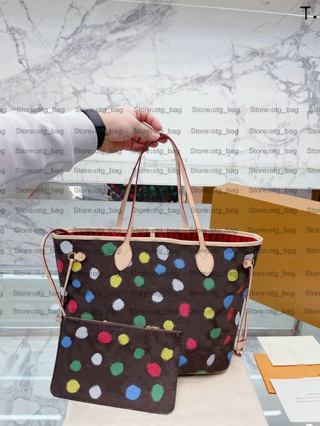 

m46381 m46329 never mm tote bag 23ss x yayoi kusama painted dots with zipped pouch 2 sets women designer bags large capacity monograms luxur